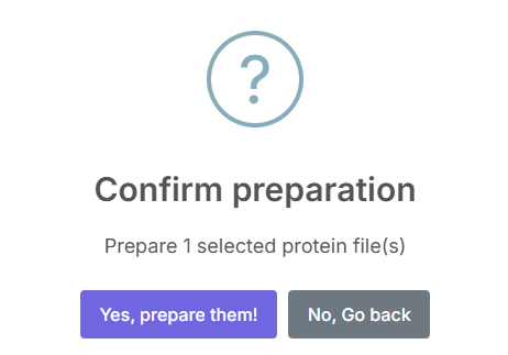 Confirm preparation pop-up