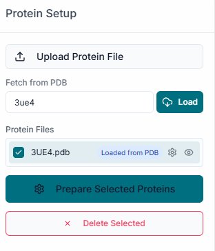 Upload Receptor button