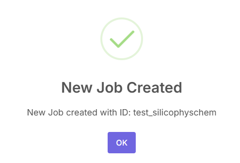 Job created pop-up