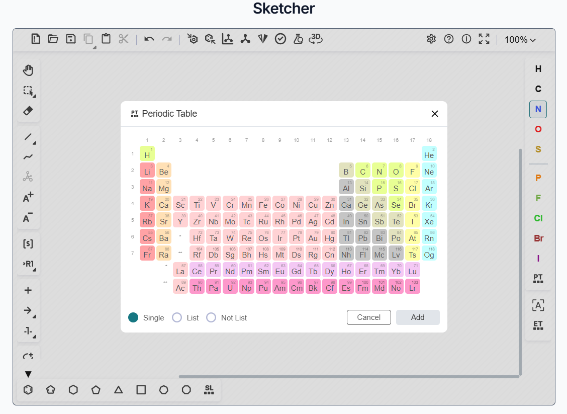 Periodic Table for atom addition